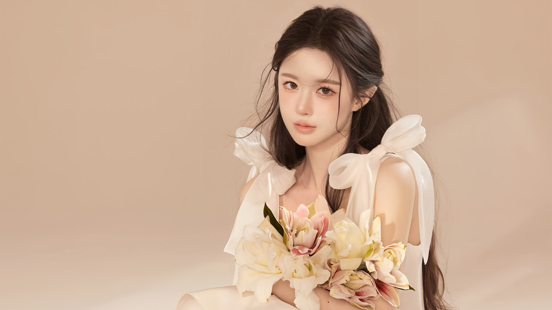 抱花美女高清壁纸合集 适配多尺寸电脑屏幕