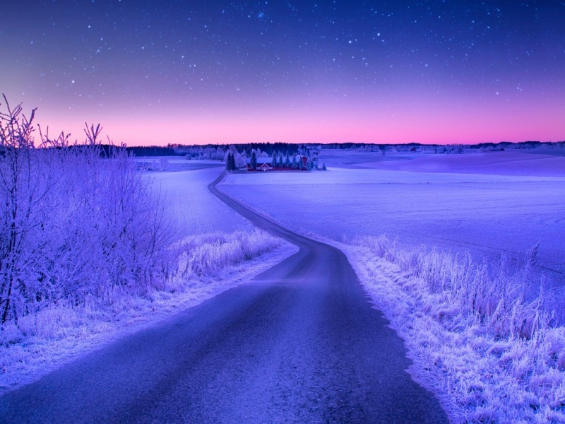 冬日星空长路电脑壁纸 多款高清尺寸可选