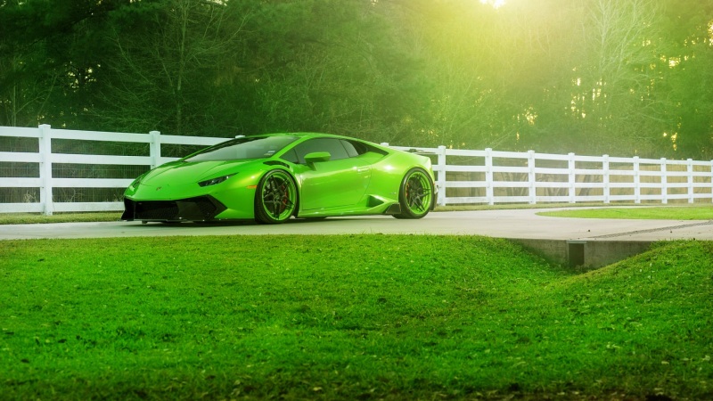 绿色兰博基尼LP610-4跑车高清电脑壁纸来了