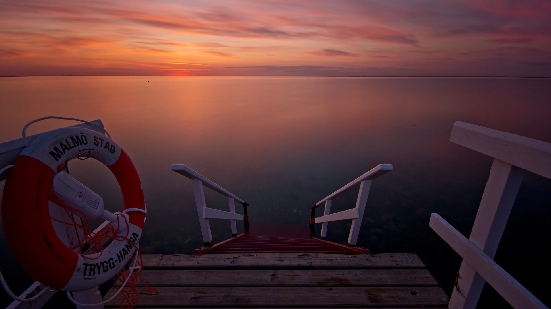 海边码头夕阳景 多款高清壁纸任你选
