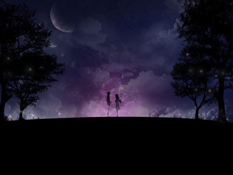 月亮树下的浪漫恋人电脑壁纸上新啦