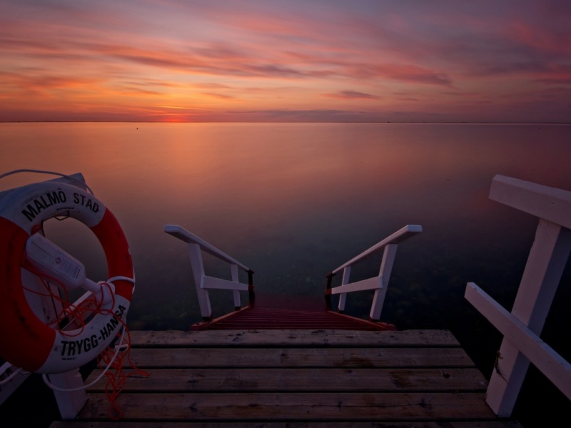 海边码头夕阳景 多款高清壁纸任你选