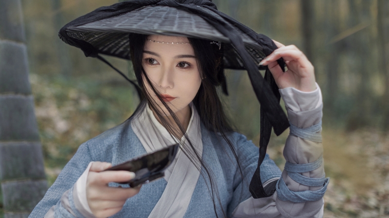 古风美女竹林斗笠碗壁纸推荐 多款高清尺寸可选