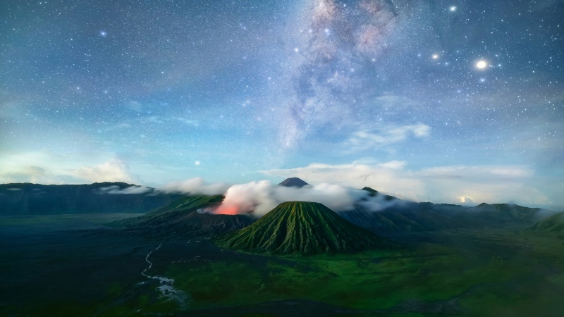 适配电脑的夜晚星空火山风景壁纸合集