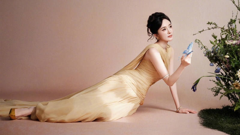 杨幂 长裙配蝴蝶的美女高清壁纸来了