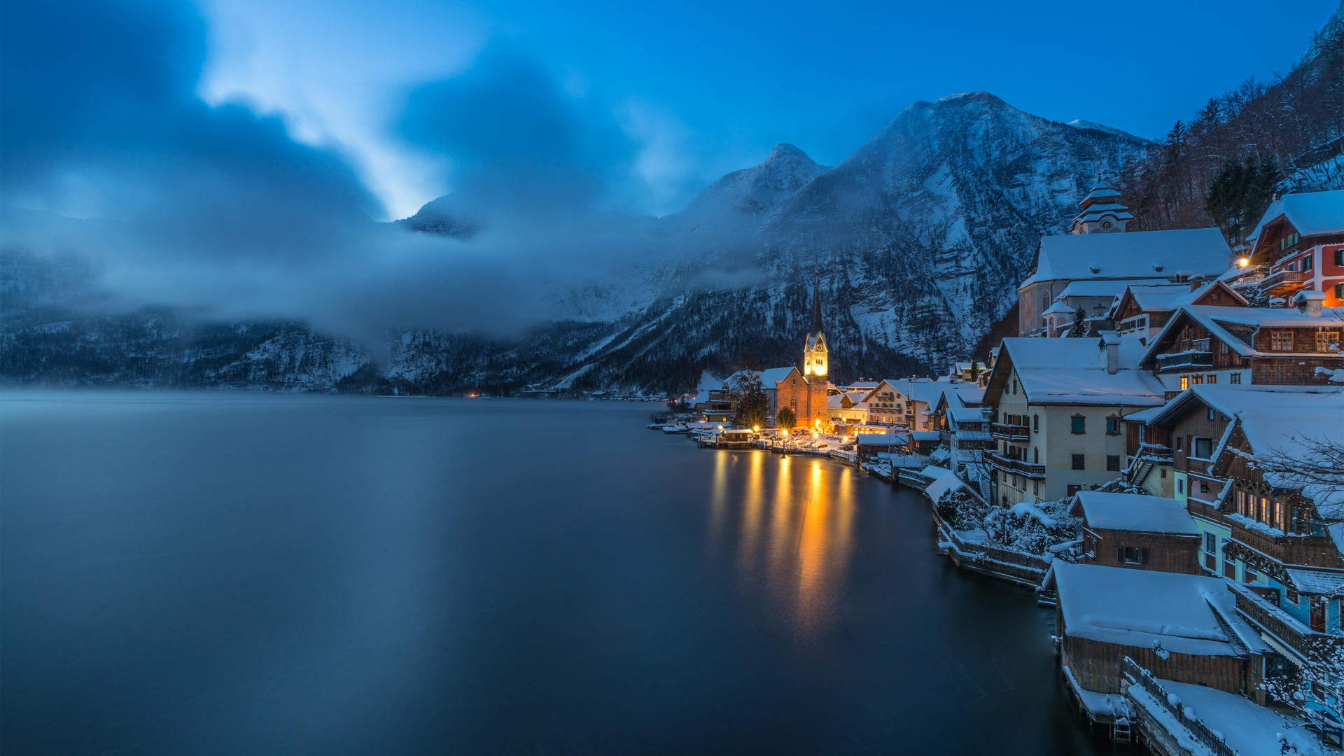 哈尔施塔特湖冬日雪景2K壁纸合集来了