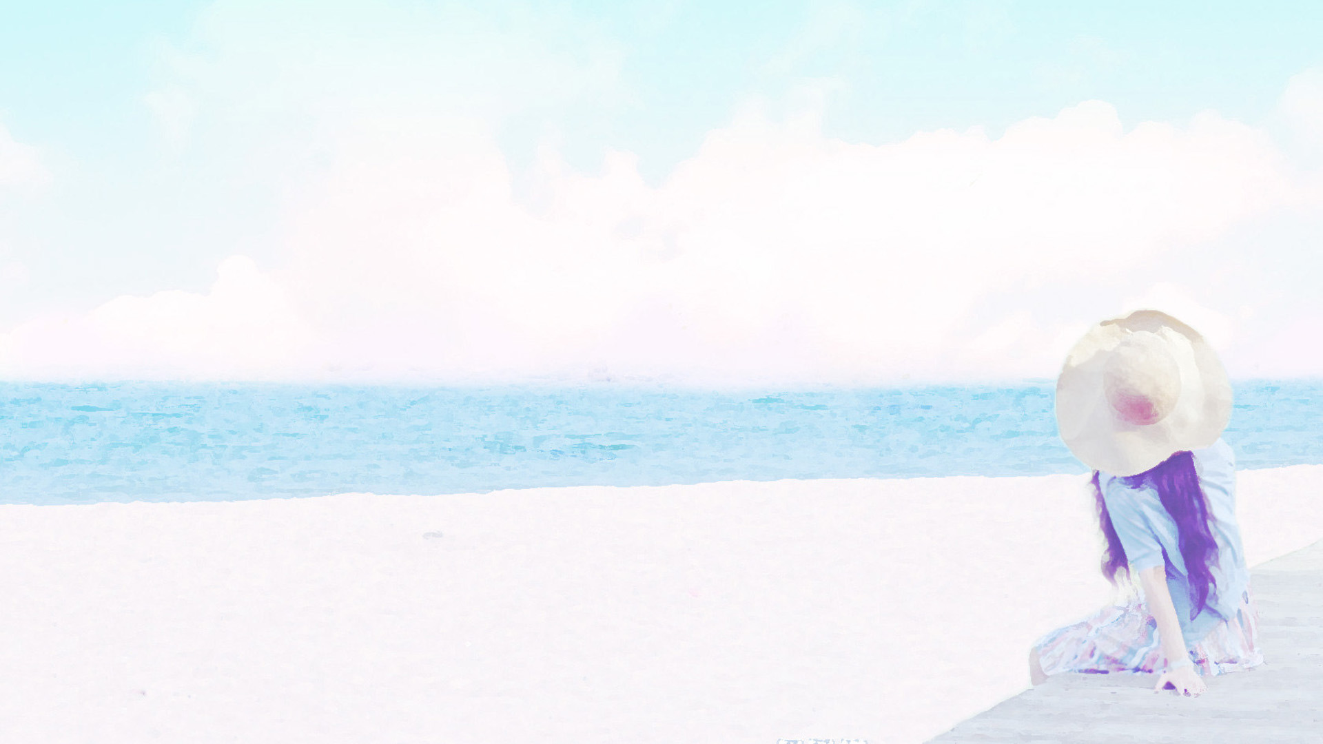 夏日海边氛围感壁纸！唯美少女搭配海景太治愈了
