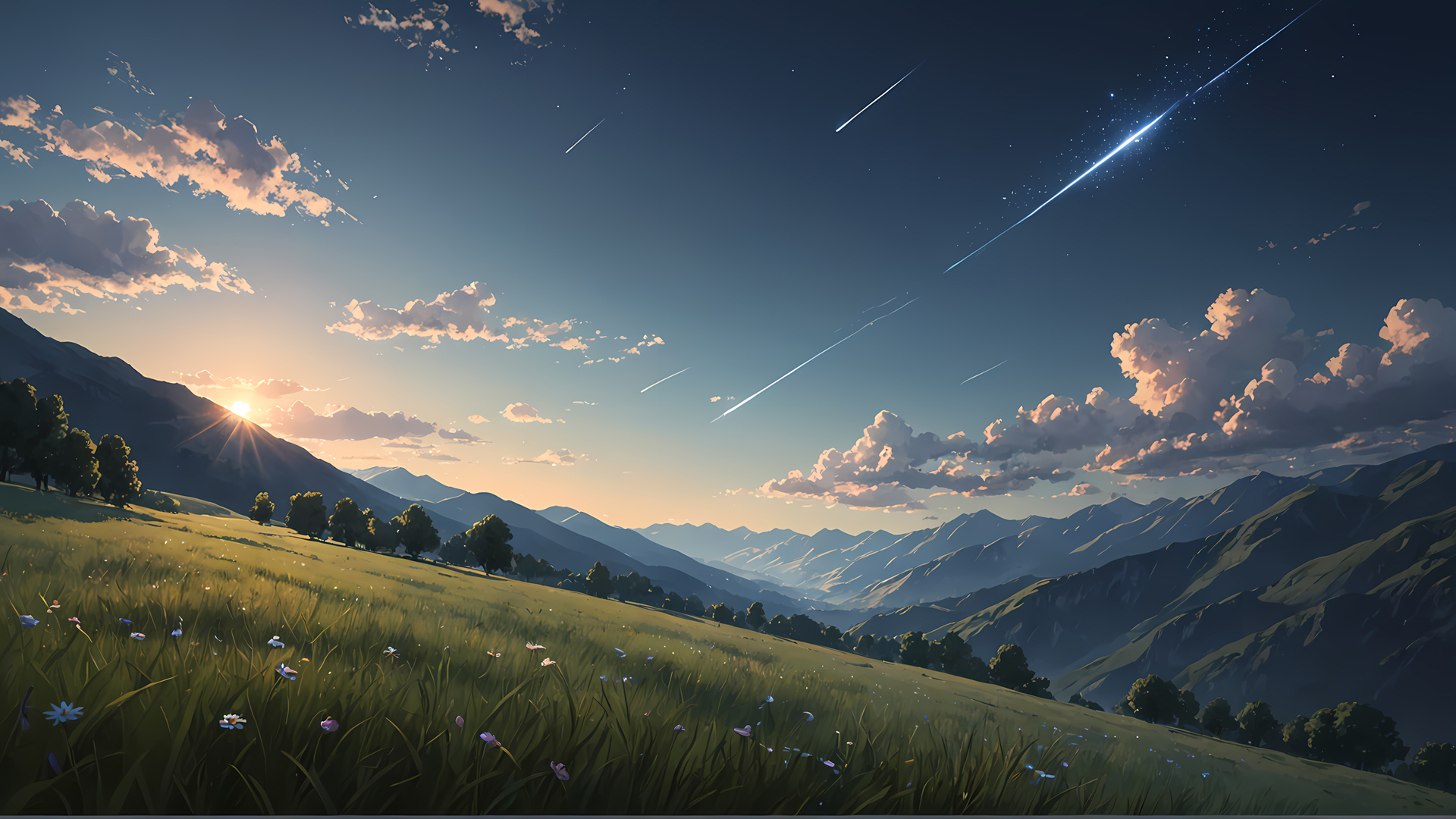 草原流星风景电脑桌面动漫壁纸分享