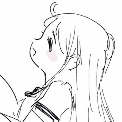 12张高清黑白简笔画情侣头像 好看的卡通情头合集