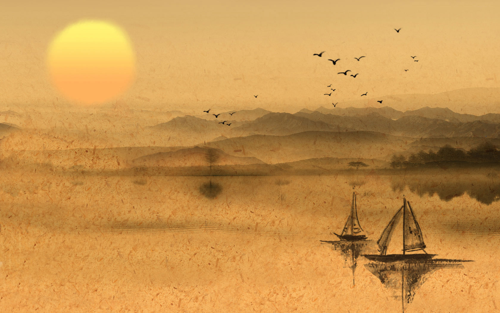 晚舟夕照风景电脑壁纸上新 多款高清尺寸可选