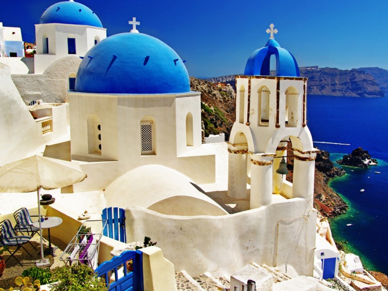 圣托里尼海岛白屋风景壁纸 适配多尺寸电脑桌面