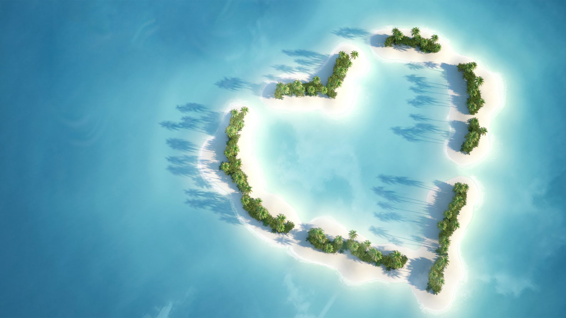 夏日浪漫爱心小岛电脑风景壁纸