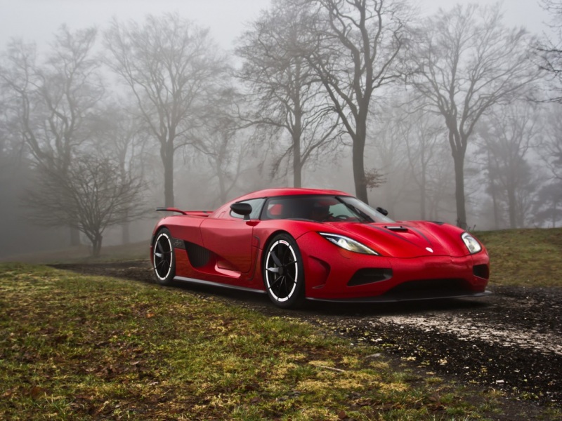 科尼赛克Agera搭配林间路景的高清汽车壁纸来了