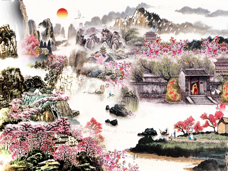 把山水画搬进电脑桌面！这款世外桃源风壁纸太治愈了