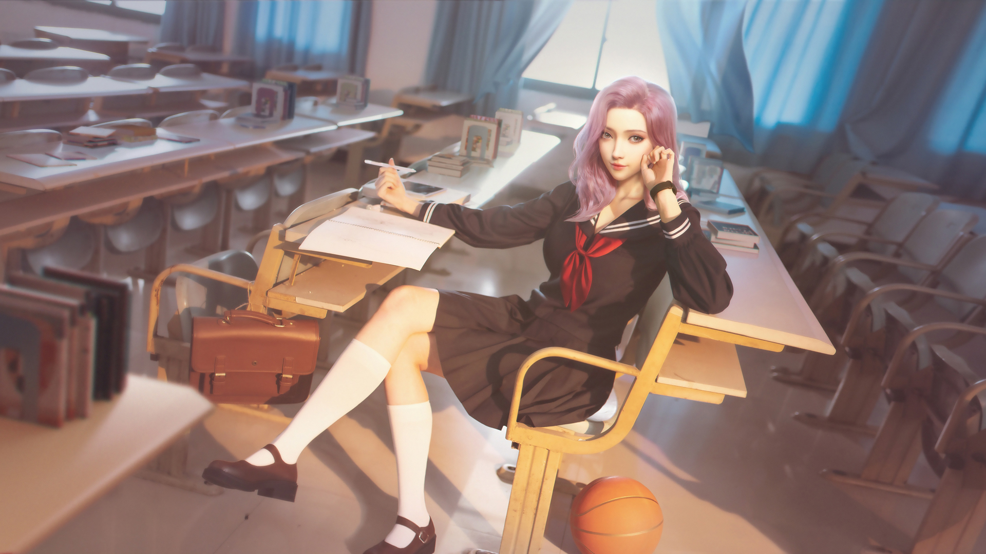 CF手游云悠悠教室校服篮球壁纸 高清电脑壁纸免费下载