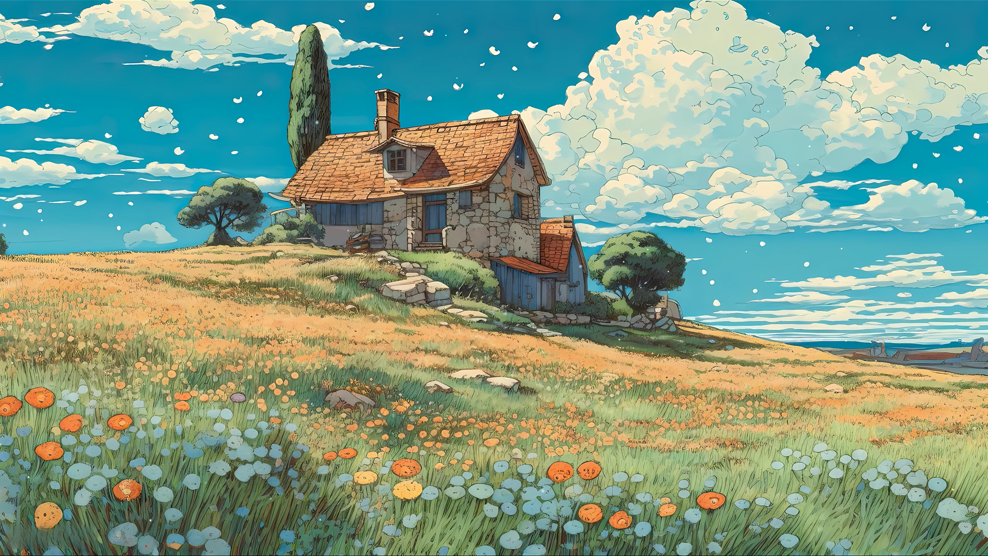 海边小屋花草风景电脑桌面壁纸上新 多款高清尺寸可选