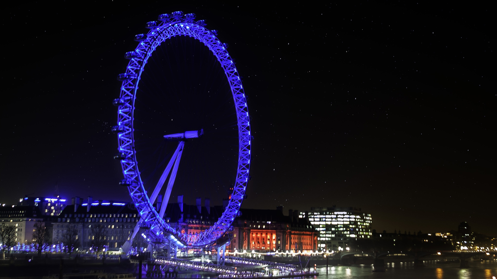 伦敦夜晚摩天轮街景电脑壁纸