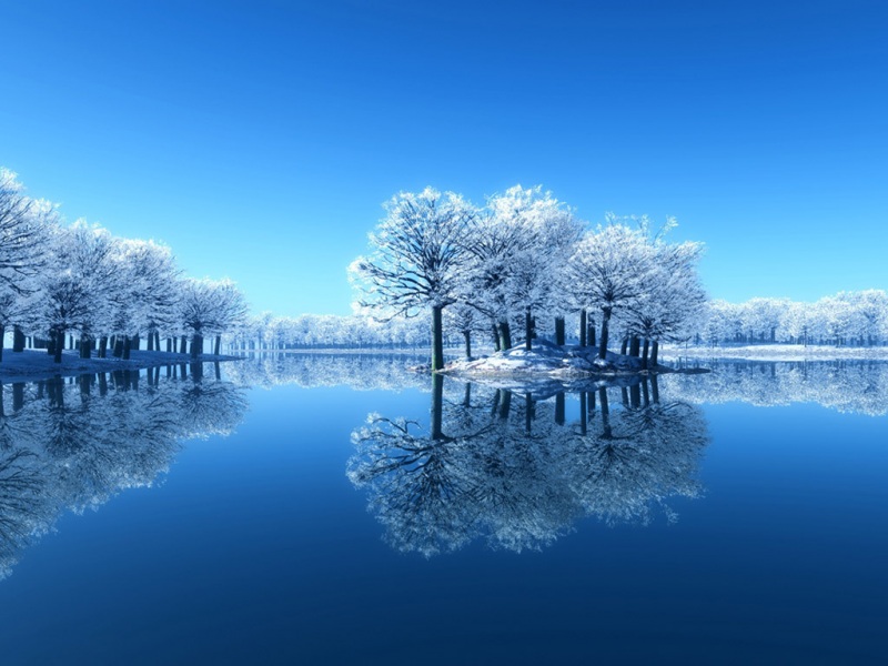 水天相接的干净冬日风景 适配电脑的动漫风壁纸