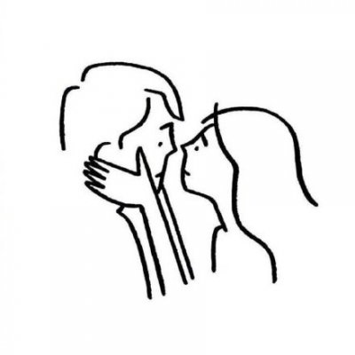 12张高清黑白简笔画情侣头像 好看的卡通情头合集