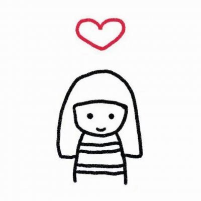 12张高清黑白简笔画情侣头像 好看的卡通情头合集