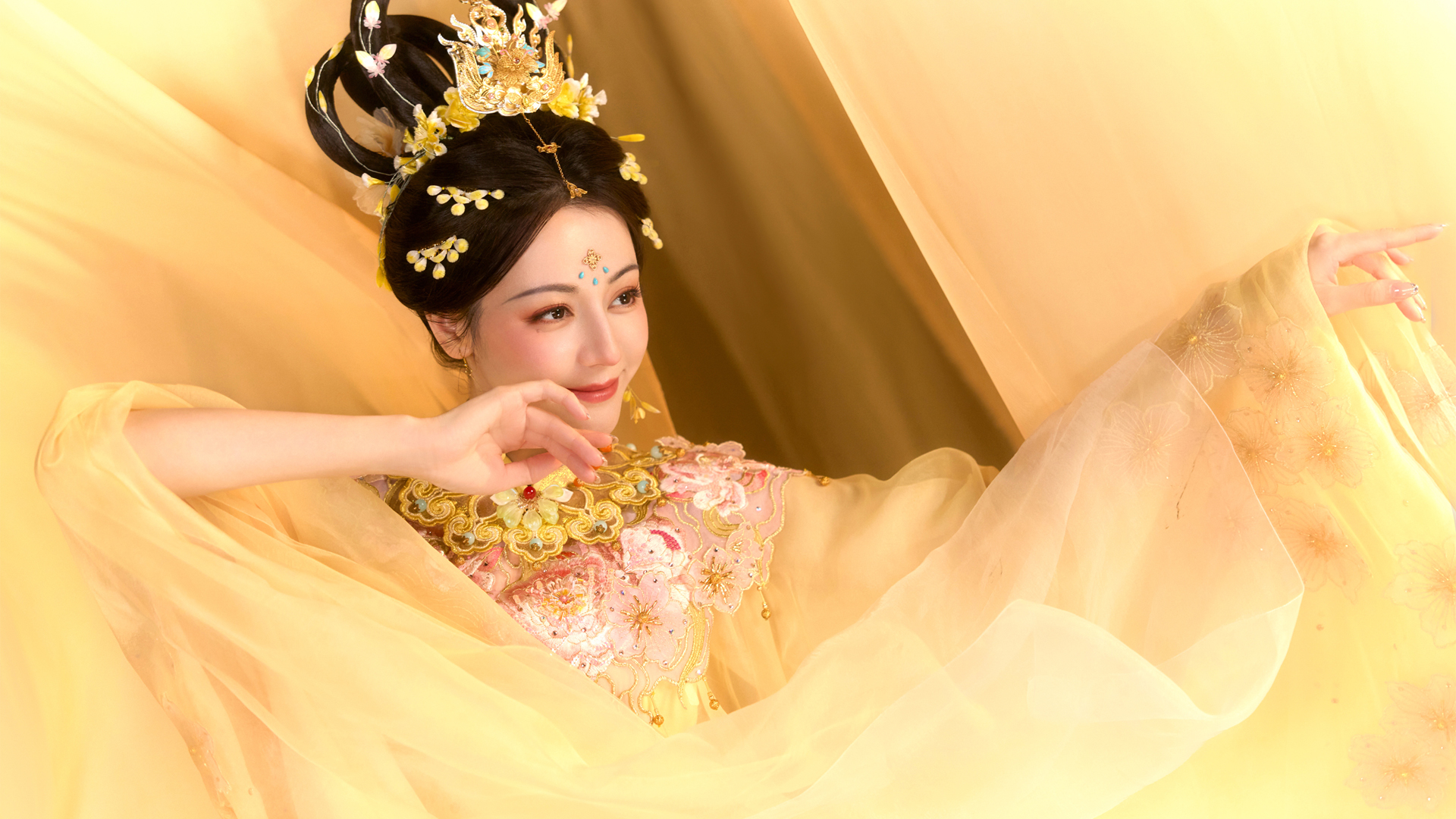 迪丽热巴中秋主题天女散花造型壁纸上新 多款高清尺寸可选