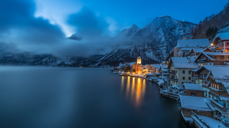 哈尔施塔特湖冬日雪景2K壁纸合集来了