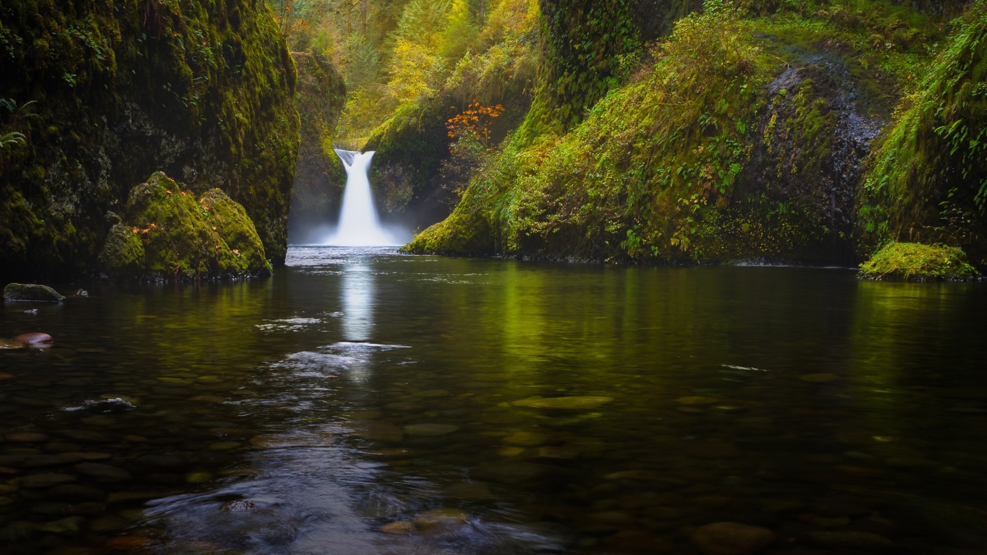 秋日森林瀑布河流美景 多款尺寸电脑桌面壁纸