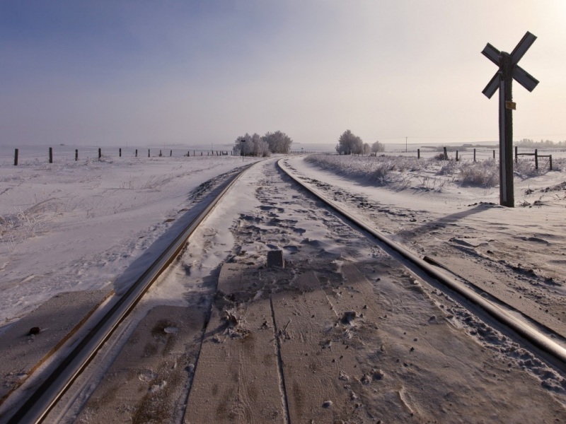 铁路雪景配树和风向标 多款高清壁纸可下载