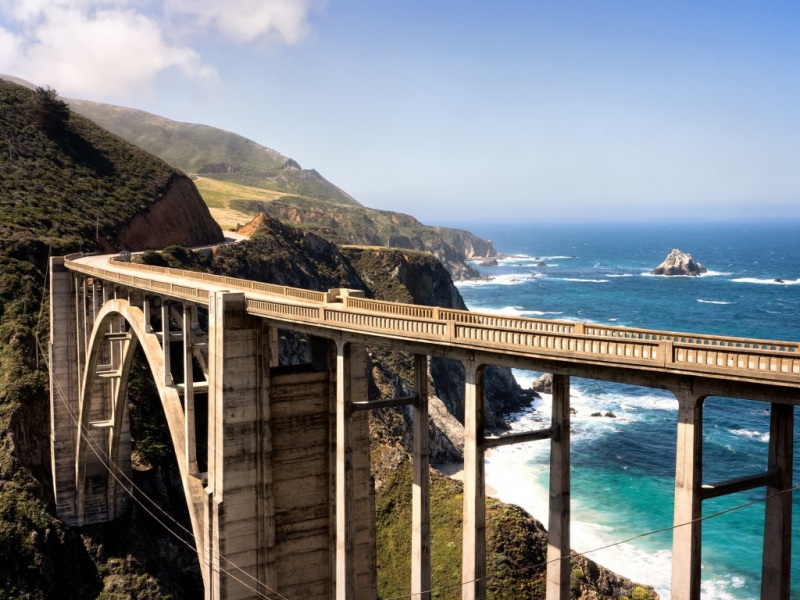 加州西海岸路桥海滩高清风景壁纸推荐