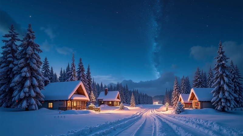 蛇年新年雪景电脑动漫壁纸来啦