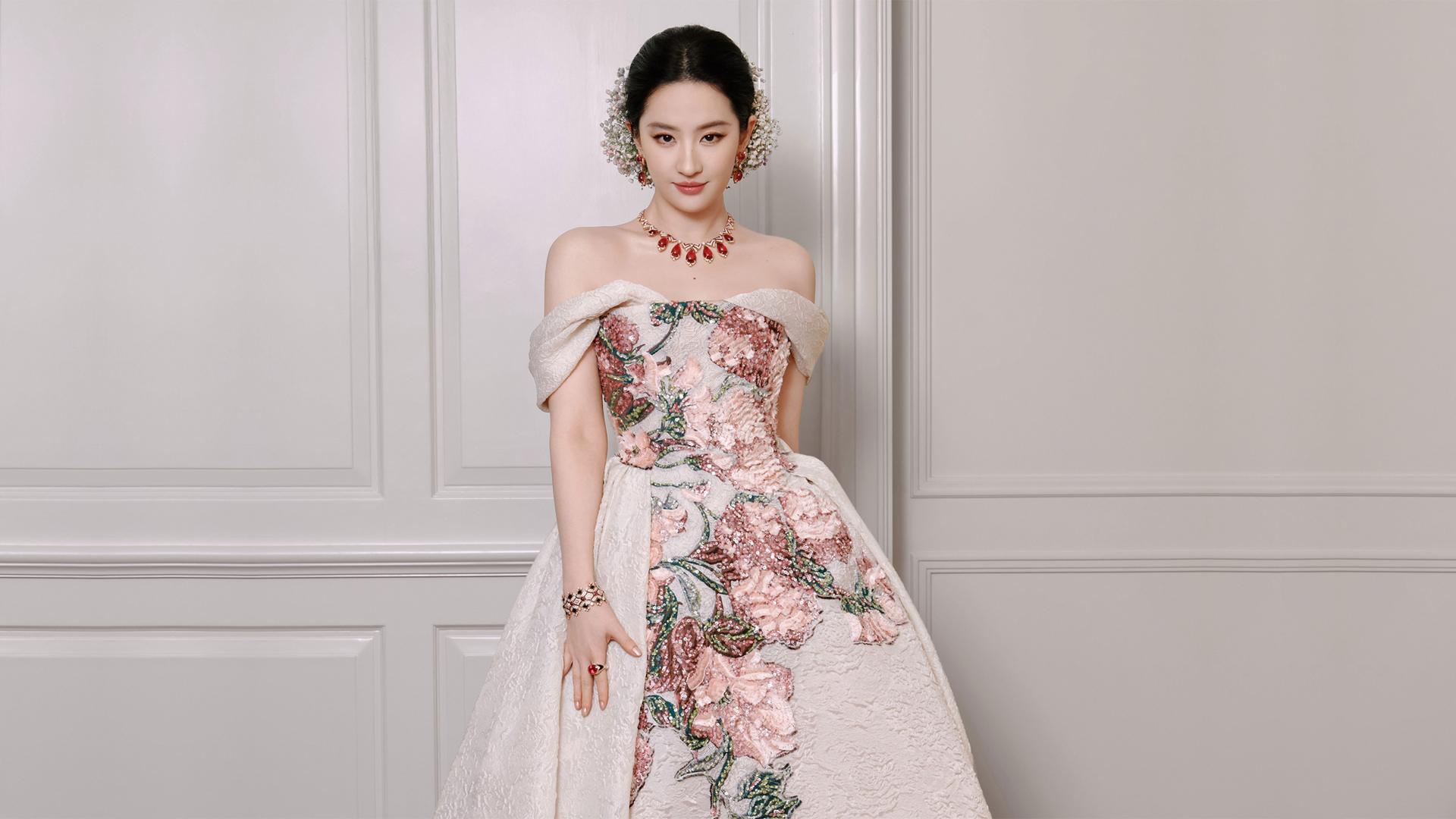 刘亦菲鲜花礼服造型壁纸 多款高清尺寸可选