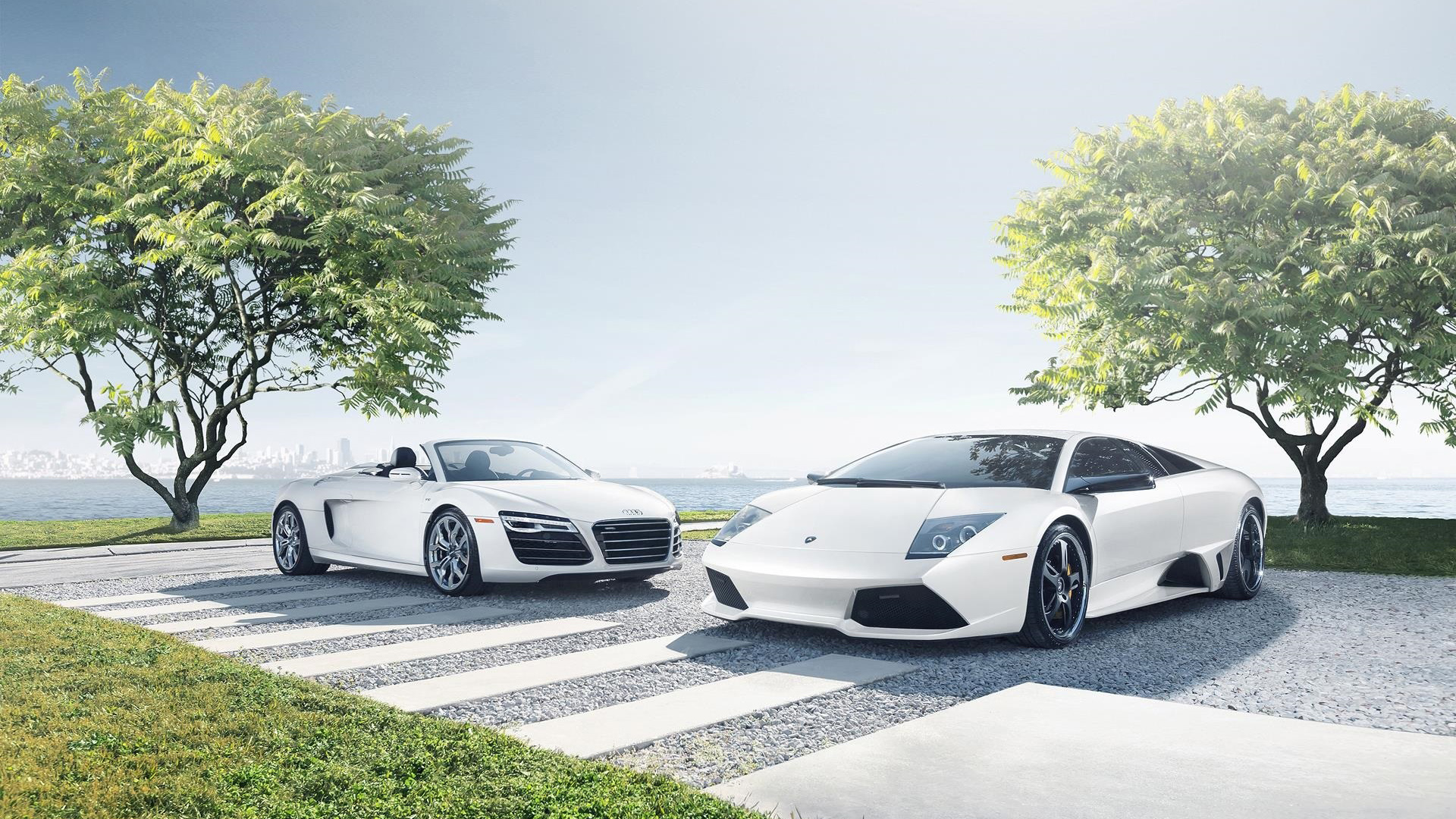 四款经典跑车搭配风景的高清壁纸合集