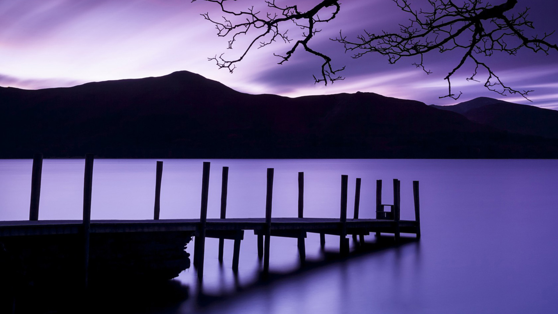 夏日夜晚山川湖桥自然风景壁纸推荐