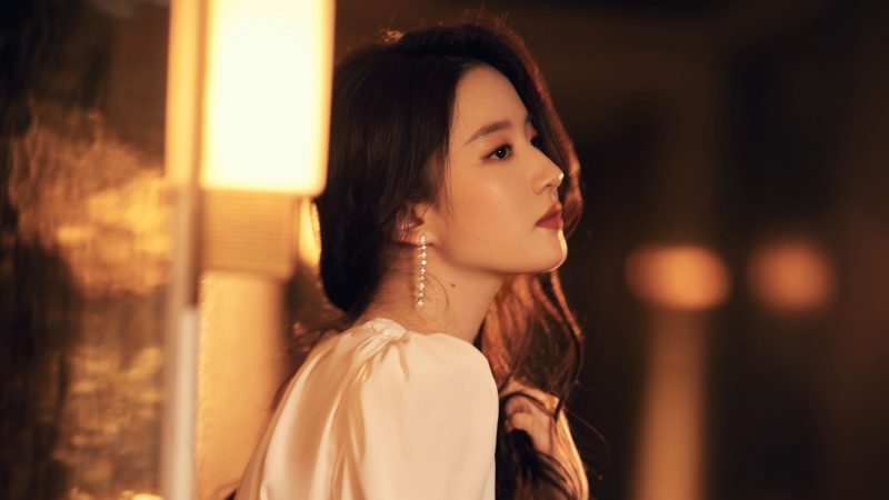 刘亦菲夜晚灯光侧脸唯美高清壁纸分享