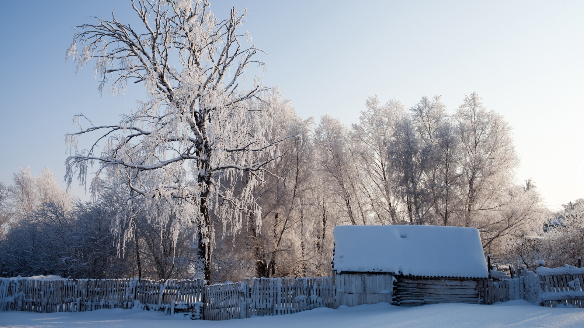 冬日栅栏雪景 适配电脑的高清动漫风壁纸合集