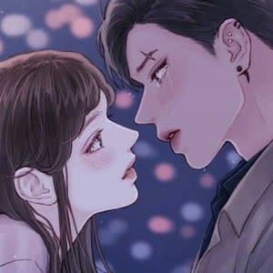 一对深情对视的情侣漫画头像 单张分享