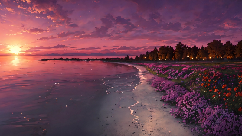 氛围感拉满！夕阳沙滩花田海边风景高清壁纸合集