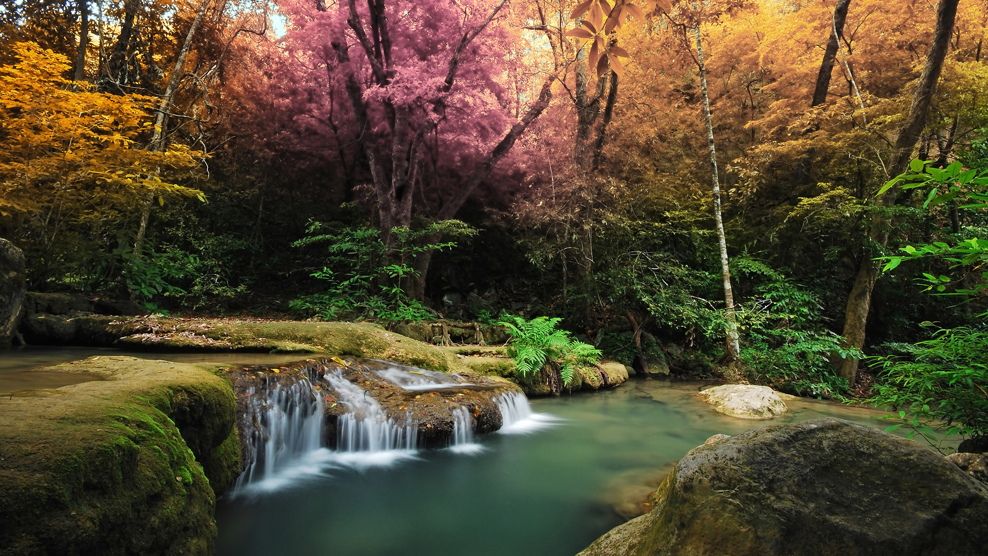 森林瀑布动漫风电脑壁纸！多款高清尺寸任你选