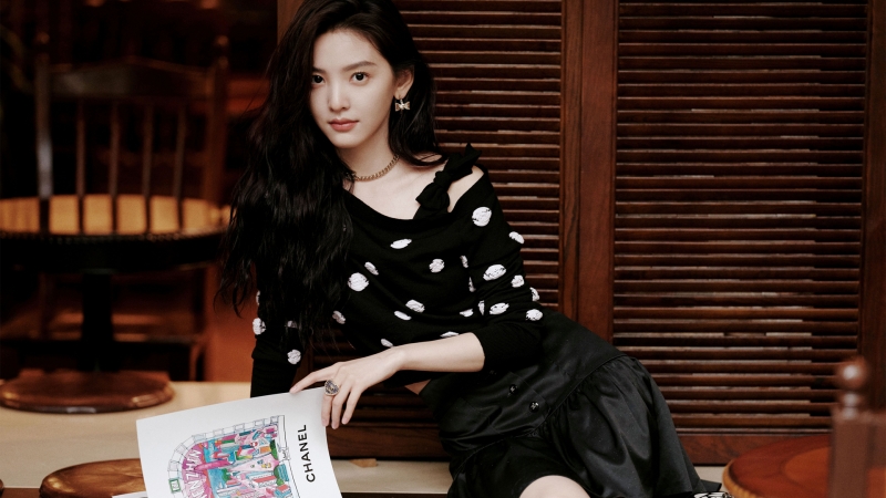 章若楠杂志黑裙造型 高清电脑壁纸合集