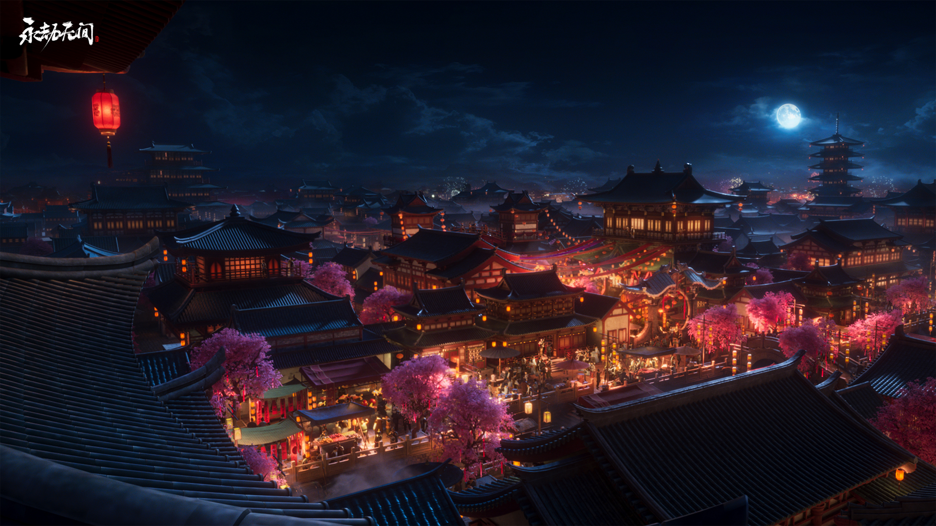 永劫无间古风夜景建筑原画 高清游戏壁纸分享