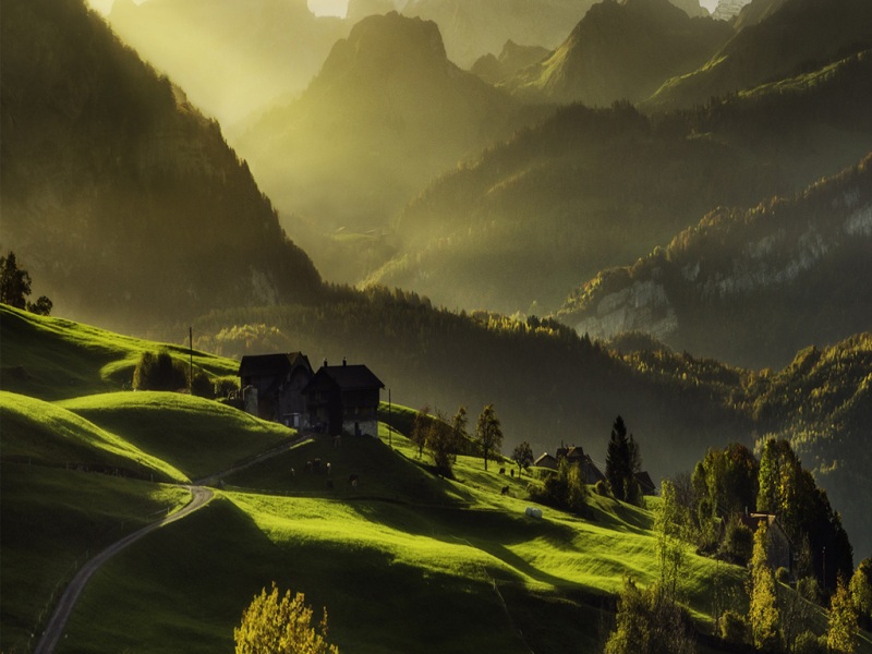 氛围感拉满！山谷林间住宅电脑动漫壁纸