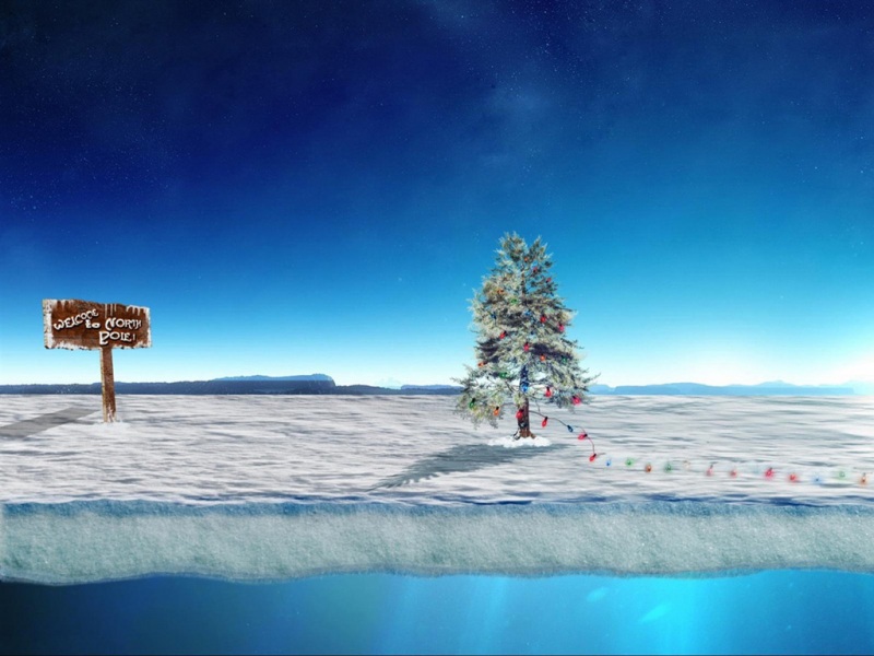 冰岛圣诞夜景！带彩灯的圣诞树桌面壁纸合集