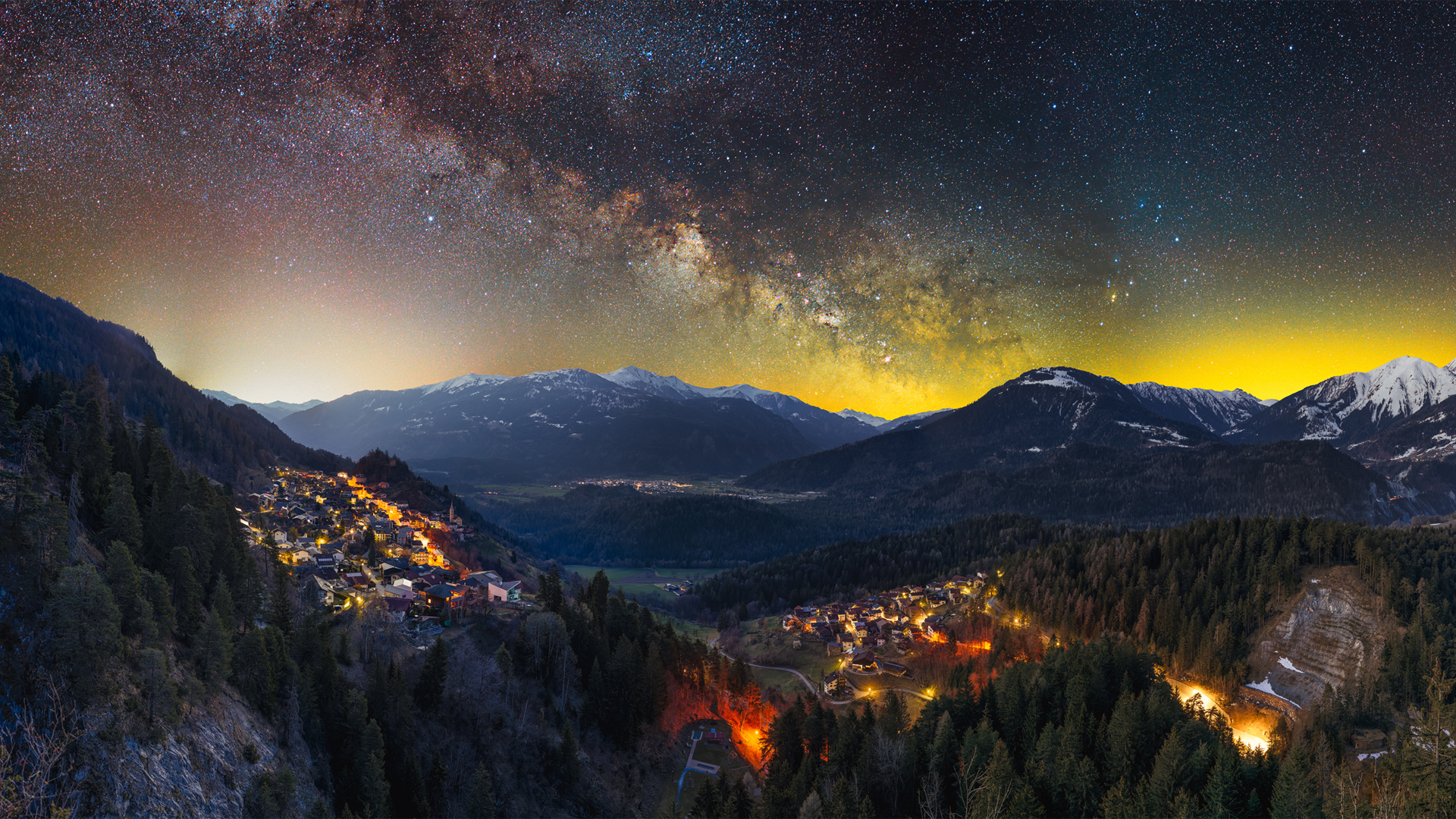 阿尔卑斯山深夜银河风景电脑壁纸来了
