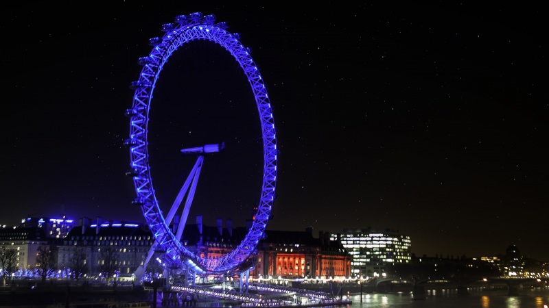 伦敦夜晚摩天轮街景电脑壁纸