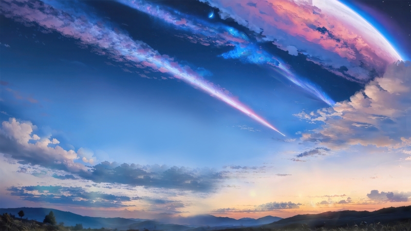 适合电脑桌面的天空流星唯美风景壁纸来了