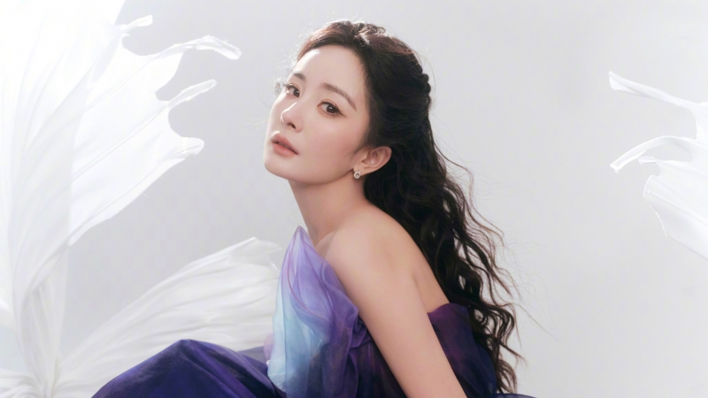 杨幂穿蓝紫色裙子的侧脸壁纸！多款高清电脑尺寸可选