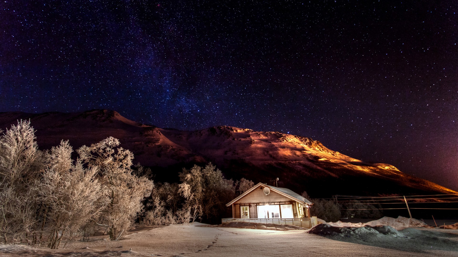 山区冬夜雪景！这套动漫电脑壁纸氛围感拉满