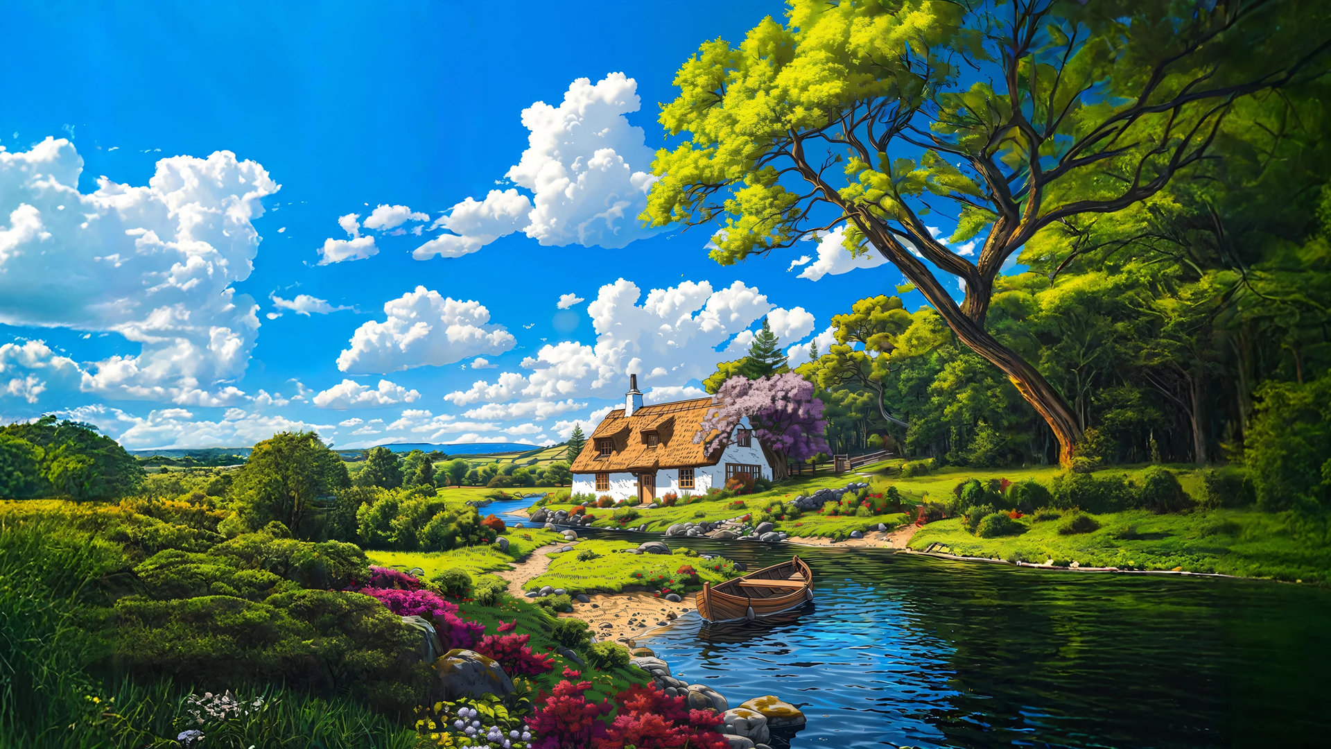 把梦幻伊甸园搬进屏幕！这款动漫风景电脑壁纸太绝了