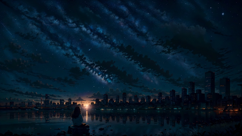 星空城市女孩氛围感壁纸上新 多款高清尺寸可选