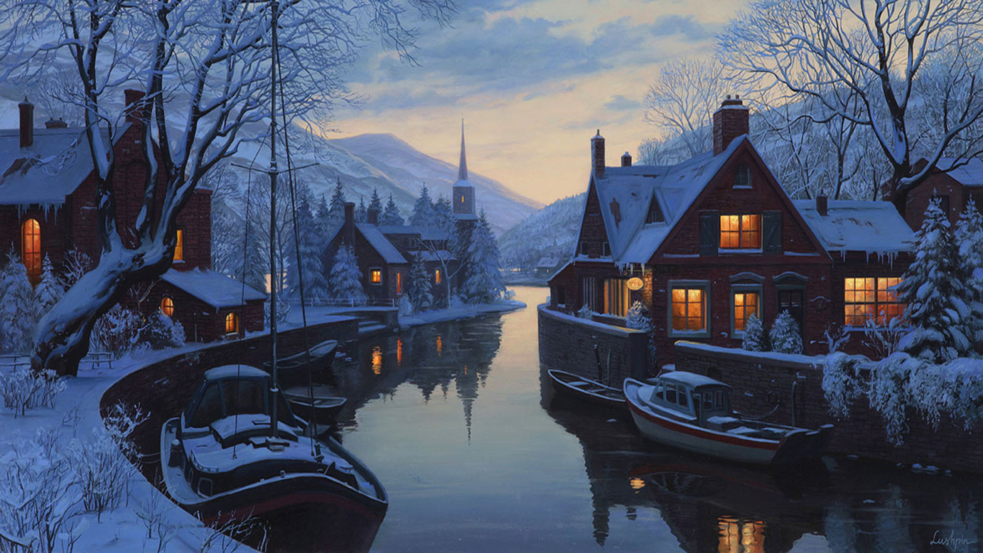 治愈感拉满！雪景人家电脑动漫桌面壁纸分享